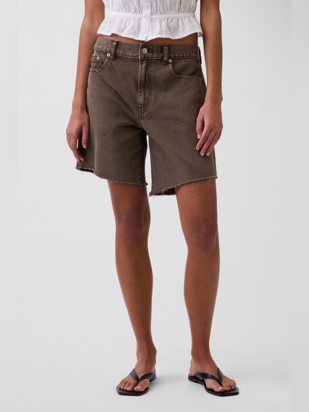 GAP 8” Mid Rise Loose Denim Bermuda Shorts Light Brown Size 25 NWT
